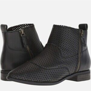 Kelsi Dagger Alaska Perforated Black Leather Booties 9.5 Ankle Boots